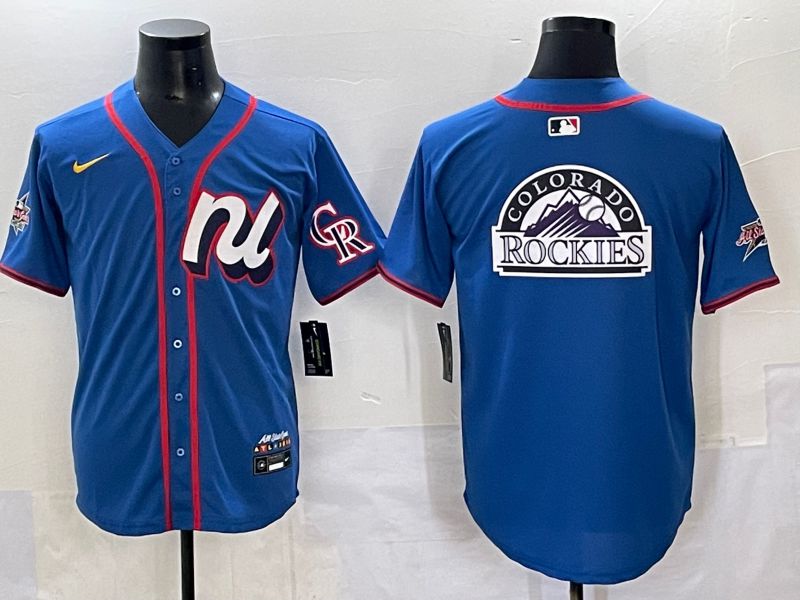Men 2025 Colorado Rockies Blank Blue All star Nike MLB Jersey style 02
